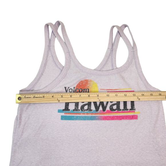 Volcom Tank Top Womens Medium Lilac Lavendar Purple Neon Rainbow Strappy Hawaii - Picture 7 of 10